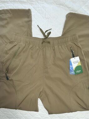 Libin Khaki Tan Cargo Pants Waterproof UPF 50+ Zip Pockets Drawstring Size S